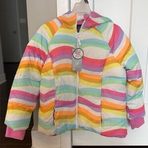 BRAND NEW! Colorful Striped Child’s Warm Puffer Coat with Hood!